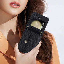 Load image into Gallery viewer, Casekis Crossbody Cardholder Phone Case For Galaxy Z Flip 5 Black