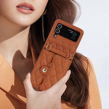 Load image into Gallery viewer, Casekis Crossbody Cardholder Phone Case For Galaxy Z Flip 3 Brown