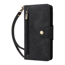 Load image into Gallery viewer, Casekis Studded Zip Leather Wallet Wristlet Phone Case Black
