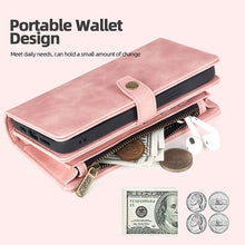 Load image into Gallery viewer, Casekis Zipper 11 Card Slots Wallet Phone Case Pink