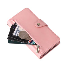 Load image into Gallery viewer, Casekis Studded Zip Leather Wallet Wristlet Phone Case Rose Gold