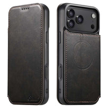 Load image into Gallery viewer, Casekis Leather Wallet MagSafe Phone Case Black