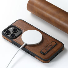 Load image into Gallery viewer, Casekis MagSafe Leather Stand Phone Case Brown