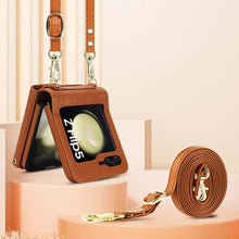 Load image into Gallery viewer, Casekis Crossbody Cardholder Phone Case For Galaxy Z Flip 5 Brown