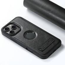 Load image into Gallery viewer, Casekis MagSafe Leather Stand Phone Case Black