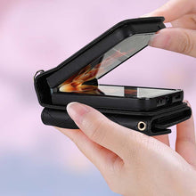 Load image into Gallery viewer, Casekis Crossbody Cardholder Phone Case For Galaxy Z Flip 4 Black