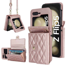 Load image into Gallery viewer, Casekis Crossbody Cardholder Phone Case For Galaxy Z Flip 5 Rose Gold