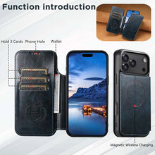 Load image into Gallery viewer, Casekis Leather Wallet MagSafe Phone Case Blue