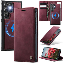 Load image into Gallery viewer, Casekis Leather Magnetic Flip Detachable Wallet Phone Case Red Wine