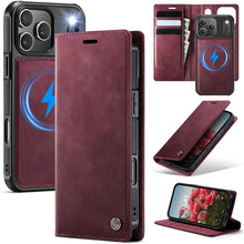Load image into Gallery viewer, Casekis Leather Magnetic Flip Detachable Wallet Phone Case Red Wine