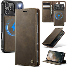 Load image into Gallery viewer, Casekis Leather Magnetic Flip Detachable Wallet Phone Case Brown