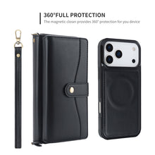 Load image into Gallery viewer, CASEKIS 2-in-1 Magnetic Detachable Wallet Case with RFID Blocking, 16 Card Slots & Zipper Pocket Black