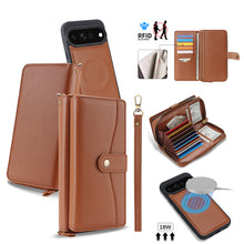 Load image into Gallery viewer, CASEKIS 2-in-1 Magnetic Detachable Wallet Case with RFID Blocking, 16 Card Slots & Zipper Pocket Brown