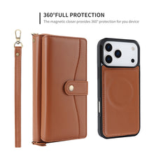 Load image into Gallery viewer, CASEKIS 2-in-1 Magnetic Detachable Wallet Case with RFID Blocking, 16 Card Slots & Zipper Pocket Brown