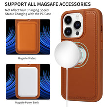 Load image into Gallery viewer, Casekis Cardholder Case with Wrist Strap,Compatible with MagSafe,Zipper Pocket,Brown