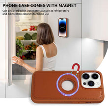 Load image into Gallery viewer, Casekis Cardholder Case with Wrist Strap,Compatible with MagSafe,Zipper Pocket,Brown