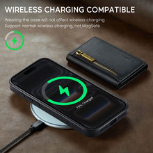 Load image into Gallery viewer, Casekis RFID Magnetic Detachable Leather Wallet Phone Case Black