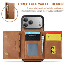 Load image into Gallery viewer, Casekis RFID Magnetic Detachable Leather Wallet Phone Case Brown