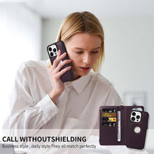 Load image into Gallery viewer, Casekis Cardholder Case with Wrist Strap,Compatible with MagSafe,Zipper Pocket,Dark Purple