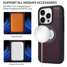 Load image into Gallery viewer, Casekis Cardholder Case with Wrist Strap,Compatible with MagSafe,Zipper Pocket,Dark Purple
