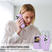 Load image into Gallery viewer, Casekis Cardholder Case with Wrist Strap,Compatible with MagSafe,Zipper Pocket,Purple