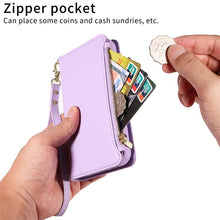 Load image into Gallery viewer, Casekis Cardholder Case with Wrist Strap,Compatible with MagSafe,Zipper Pocket,Purple