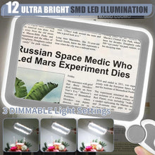 Load image into Gallery viewer, Rechargeable 5X Large Page Magnifier with Lightfor Reading