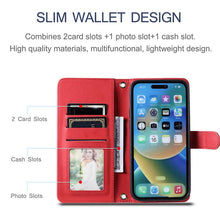 Load image into Gallery viewer, Casekis 3 Card Leather Crossbody Wallet Phone Case Red