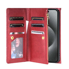 Load image into Gallery viewer, Casekis 7-Slot Foldable Crossbody Wallet Phone Case Red