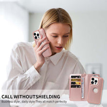 Load image into Gallery viewer, Casekis Cardholder Case with Wrist Strap,Compatible with MagSafe,Zipper Pocket,Rose Gold