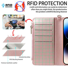 Load image into Gallery viewer, Casekis Cardholder Case with Wrist Strap,Compatible with MagSafe,Zipper Pocket,Rose Gold