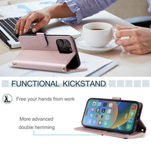 Load image into Gallery viewer, Casekis 3 Card Leather Crossbody Wallet Phone Case Rose Gold