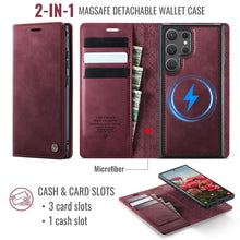 Load image into Gallery viewer, Casekis Leather Magnetic Flip Detachable Wallet Phone Case Red Wine