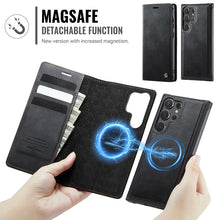 Load image into Gallery viewer, Casekis Leather Magnetic Flip Detachable Wallet Phone Case Black