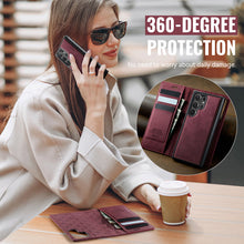 Load image into Gallery viewer, Casekis Leather Magnetic Flip Detachable Wallet Phone Case Red Wine