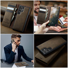 Load image into Gallery viewer, Casekis Leather Magnetic Flip Detachable Wallet Phone Case Brown