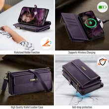 Load image into Gallery viewer, Casekis Crossbody Leather Wallet RFID Phone Case Purple
