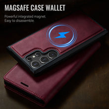 Load image into Gallery viewer, Casekis Leather Magnetic Flip Detachable Wallet Phone Case Red Wine