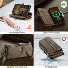 Load image into Gallery viewer, Casekis Crossbody Leather Wallet RFID Phone Case Brown