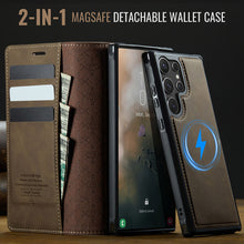 Load image into Gallery viewer, Casekis Leather Magnetic Flip Detachable Wallet Phone Case Brown