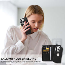 Load image into Gallery viewer, Casekis Cardholder Case with Wrist Strap,Compatible with MagSafe,Zipper Pocket,Black