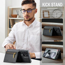 Load image into Gallery viewer, Casekis RFID Magnetic Detachable Leather Wallet Phone Case Black