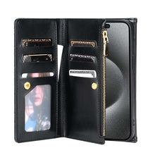 Load image into Gallery viewer, Casekis 7-Slot Foldable Crossbody Wallet Phone Case Black