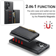 Load image into Gallery viewer, Casekis RFID Magnetic Detachable Leather Wallet Phone Case Black