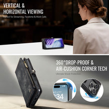 Load image into Gallery viewer, Casekis Wrist Strap Zipper Wallet Phone Case Black