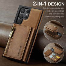 Load image into Gallery viewer, Casekis RFID Magnetic Detachable Leather Wallet Phone Case Brown
