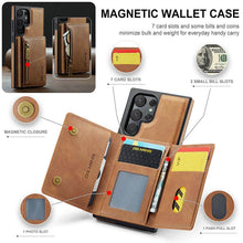 Load image into Gallery viewer, Casekis RFID Magnetic Detachable Leather Wallet Phone Case Brown