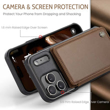 Load image into Gallery viewer, Casekis RFID Cardholder Wallet Phone Case Brown