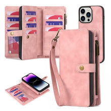 Load image into Gallery viewer, Casekis Zipper 11 Card Slots Wallet Phone Case Pink