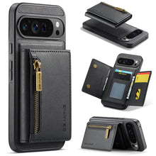 Load image into Gallery viewer, Casekis RFID Magnetic Detachable Leather Wallet Phone Case Black